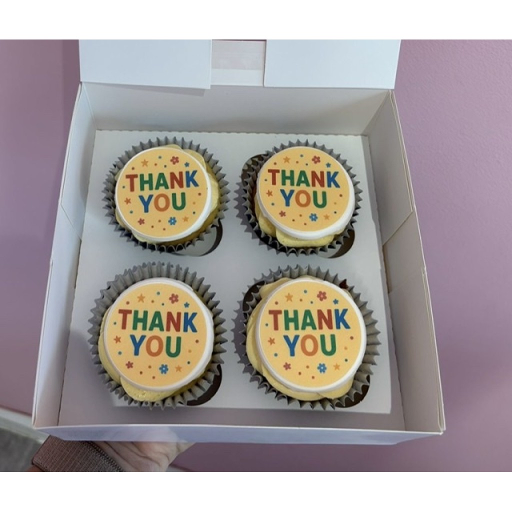 Teacher Thank you Cupcakes Design 4 Vanilla Cupcakes