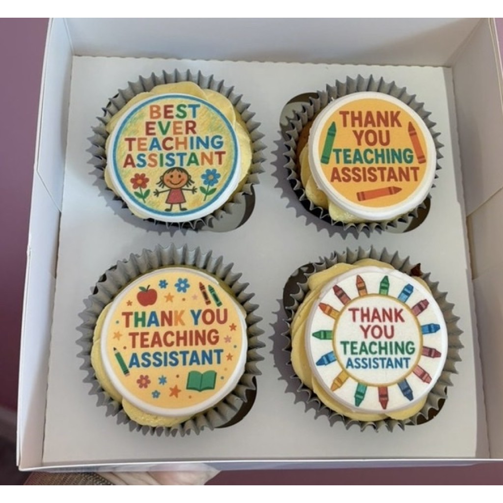 Teacher Thank you Cupcakes Design 3 Vanilla Cupcakes